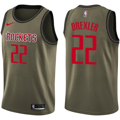 Nike Houston Rockets #22 Clyde Drexler Green Salute to Service Youth NBA Swingman Jersey